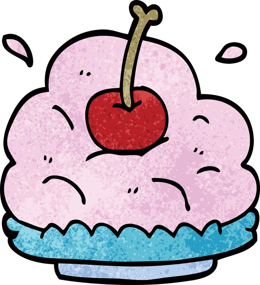 dessin animé doodle énorme dessert à la crème glacée vecteur