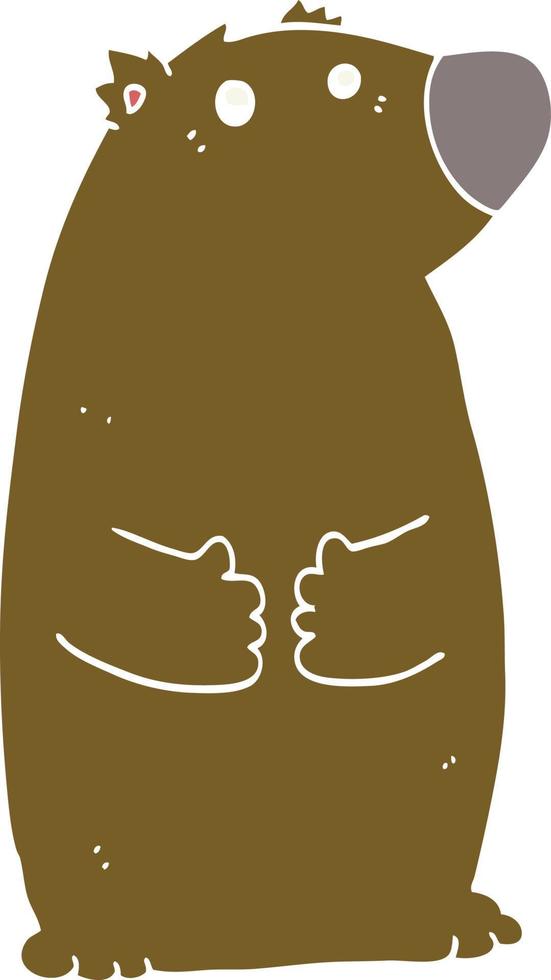 ours de dessin animé de style plat couleur vecteur