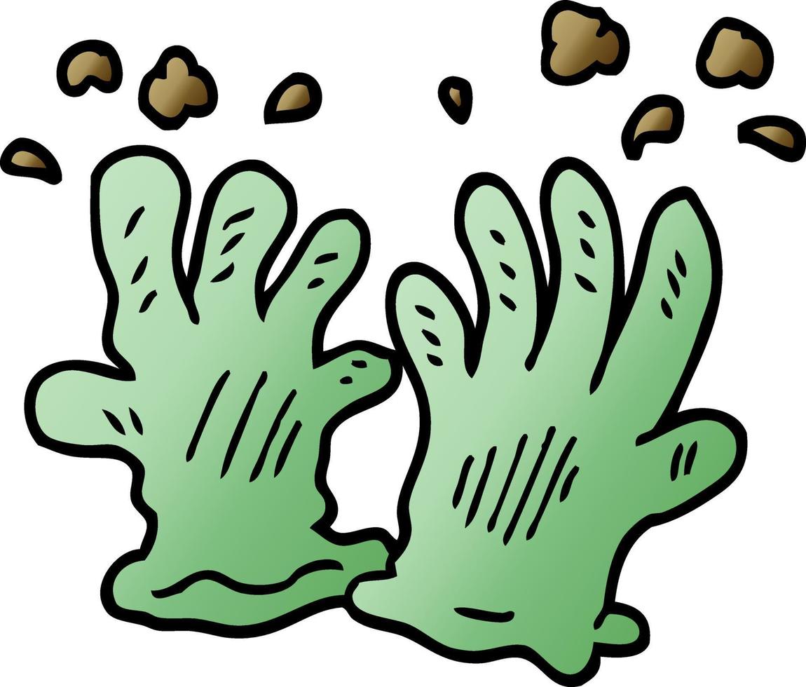 gants de jardin de griffonnage de dessin animé vecteur