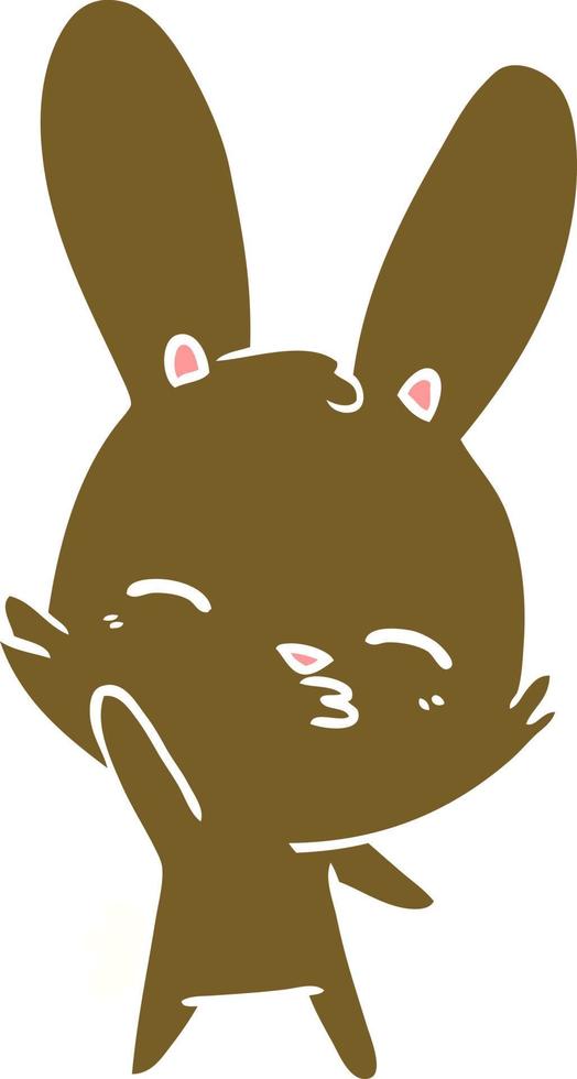 dessin animé de style plat couleur lapin curieux agitant vecteur