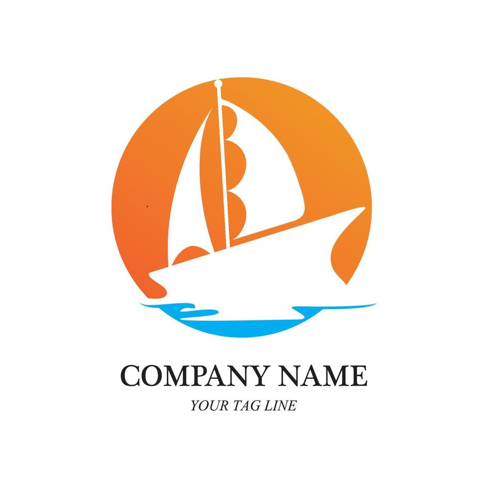 logo de bateau à voile et vecteur de symbole