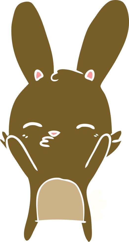dessin animé de style plat couleur lapin curieux vecteur