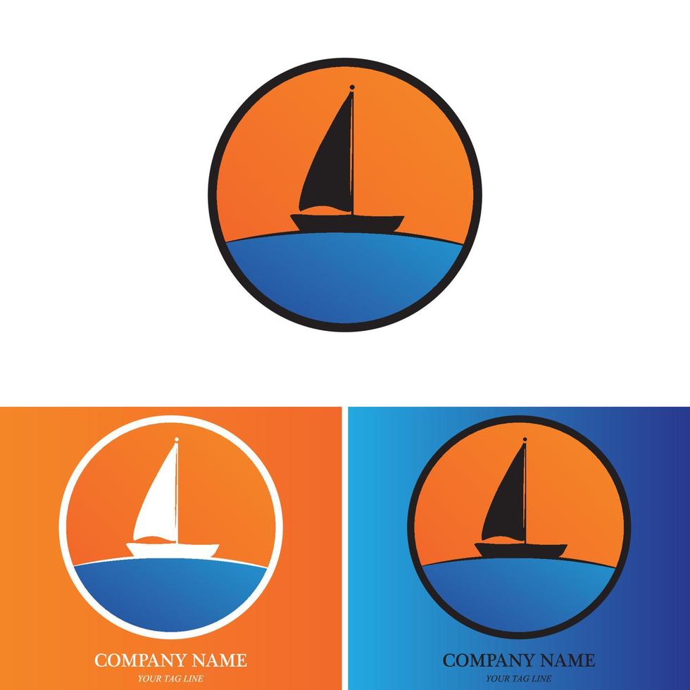 logo de bateau à voile et vecteur de symbole