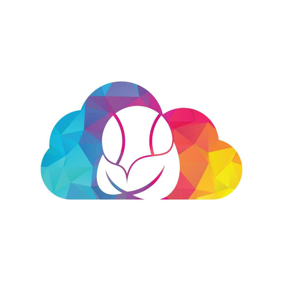 conception de logo vectoriel de concept de forme de nuage de feuille de tennis. jeu et symbole ou icône écologique.