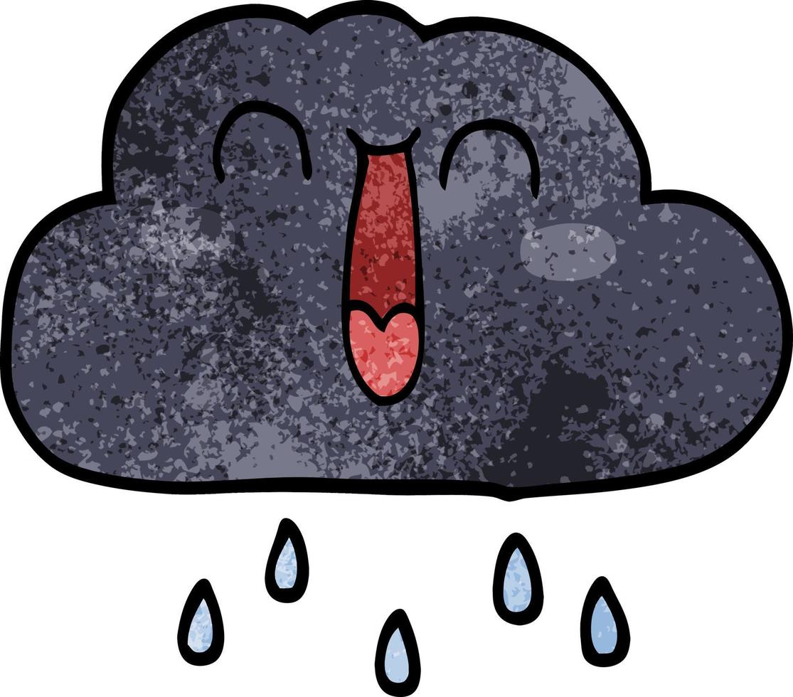 dessin animé doodle d'un nuage de pluie heureux vecteur