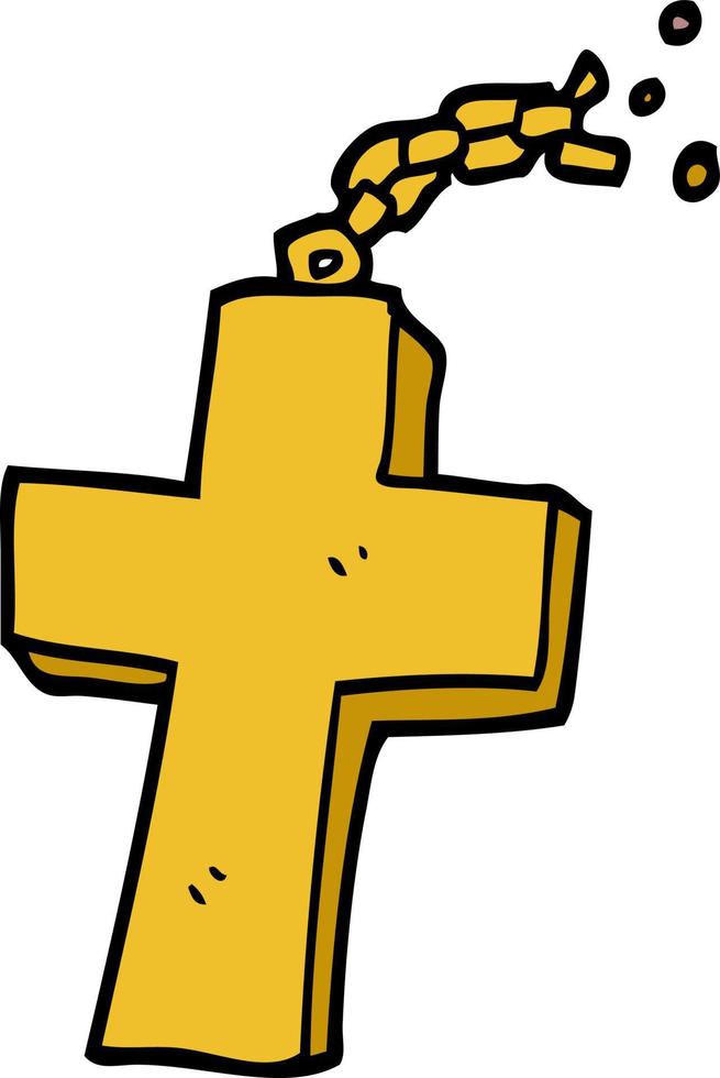 dessin animé doodle crucifix sur chaîne vecteur