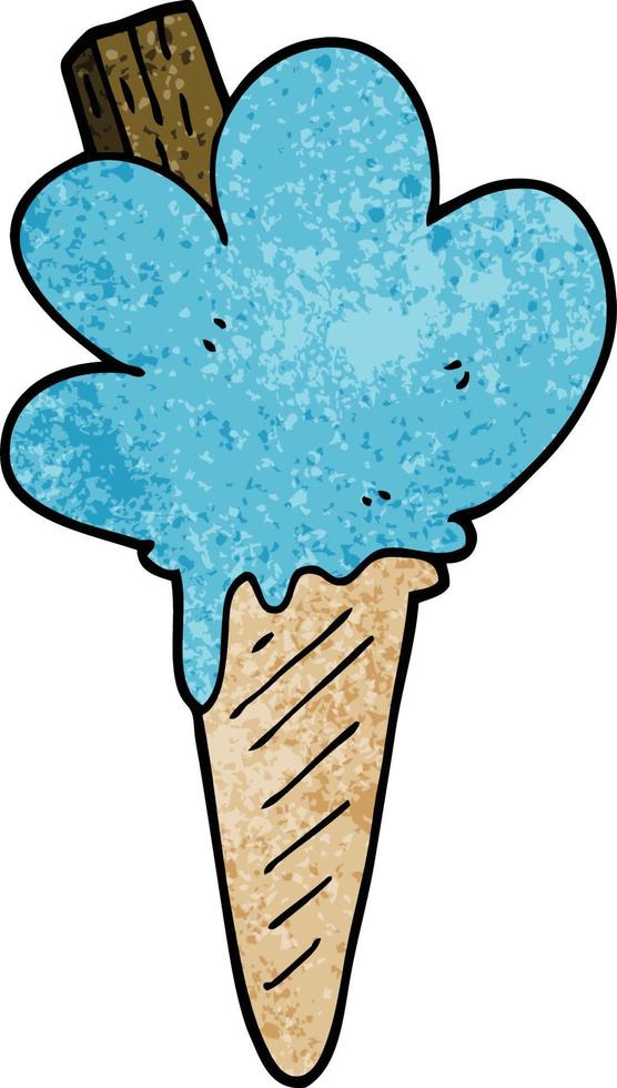 dessin animé doodle cornet de crème glacée vecteur