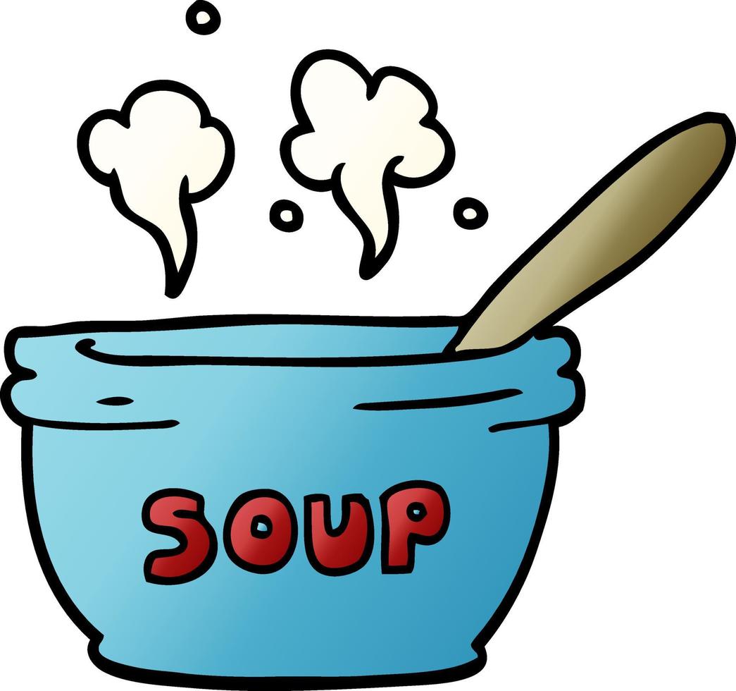 dessin animé doodle de soupe chaude vecteur