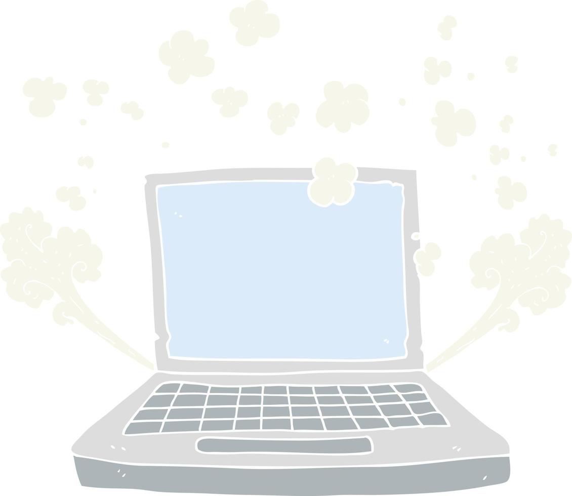 illustration en couleur plate d'un défaut d'ordinateur portable de dessin animé vecteur