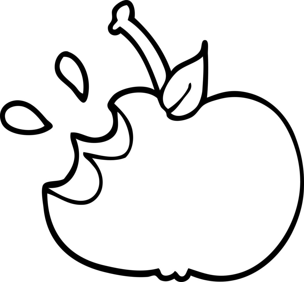dessin au trait dessin animé pomme mordue juteuse vecteur