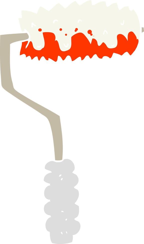 illustration en couleur plate d'un rouleau de peinture de dessin animé vecteur