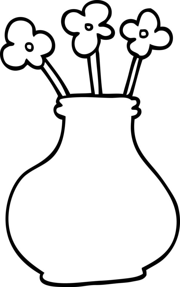 vase à fleurs dessin animé dessin au trait vecteur