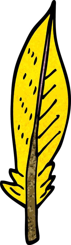 dessin animé doodle plume dorée vecteur