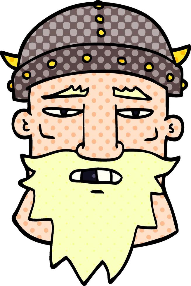 dessin animé doodle visage viking vecteur