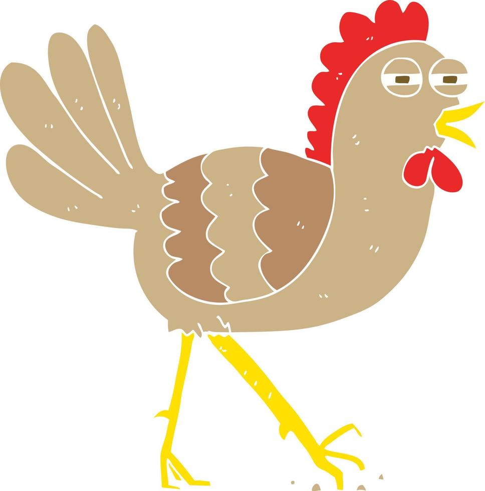 illustration en couleur plate d'un poulet de dessin animé vecteur