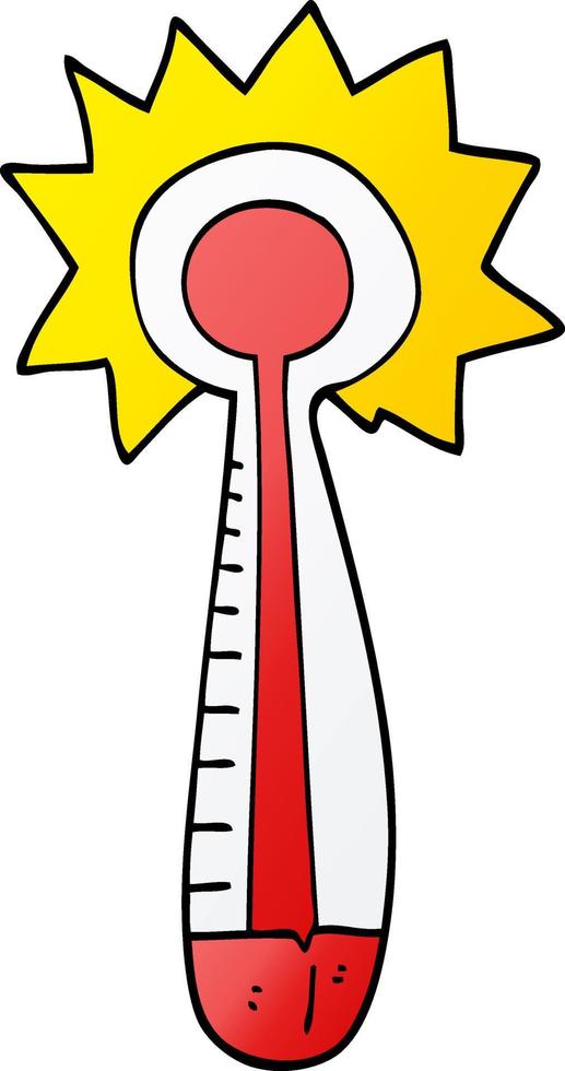 thermomètre chaud doodle dessin animé vecteur