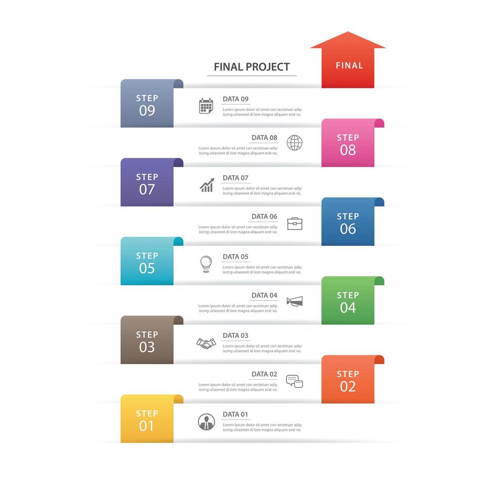 flux de travail de chronologie d'infographie vecteur