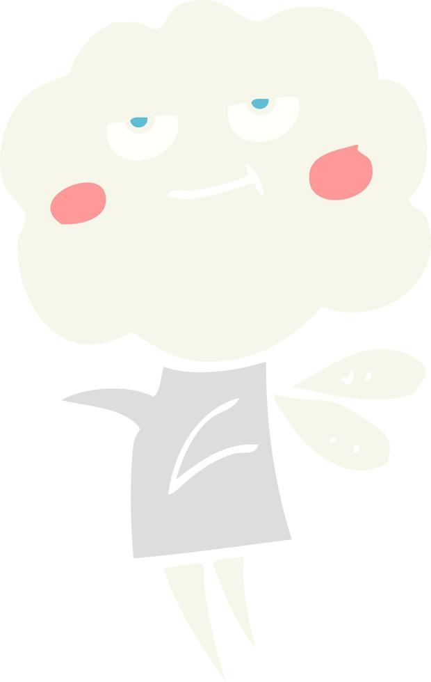 illustration en couleur plate d'un lutin de tête de nuage mignon vecteur