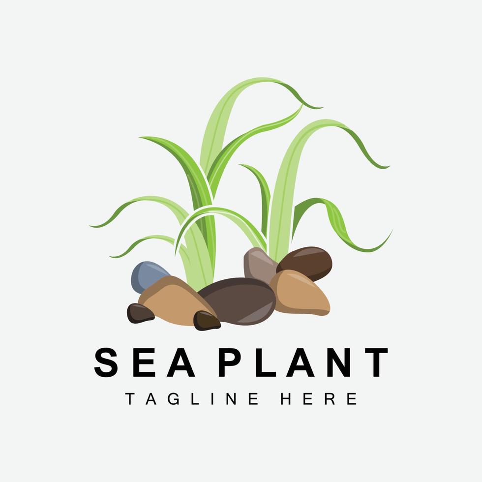 logo d'algues, conception vectorielle de plantes marines, épicerie et protection de la nature vecteur