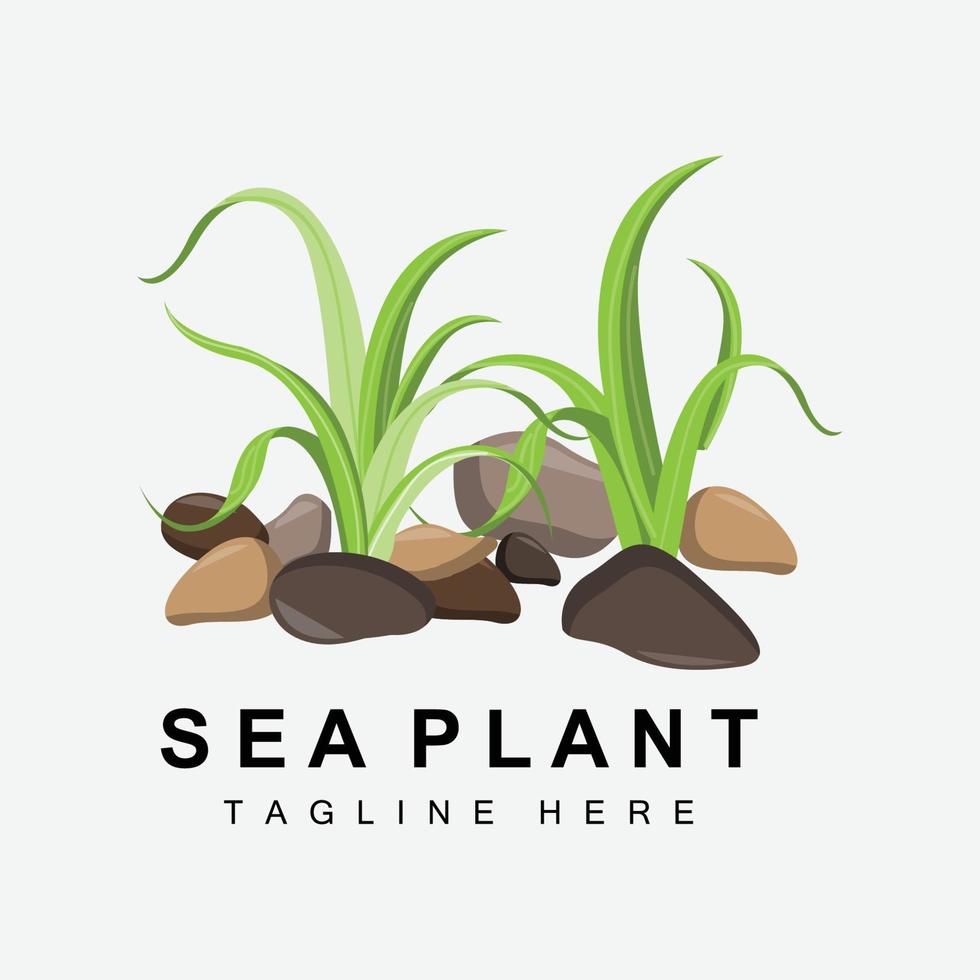 logo d'algues, conception vectorielle de plantes marines, épicerie et protection de la nature vecteur