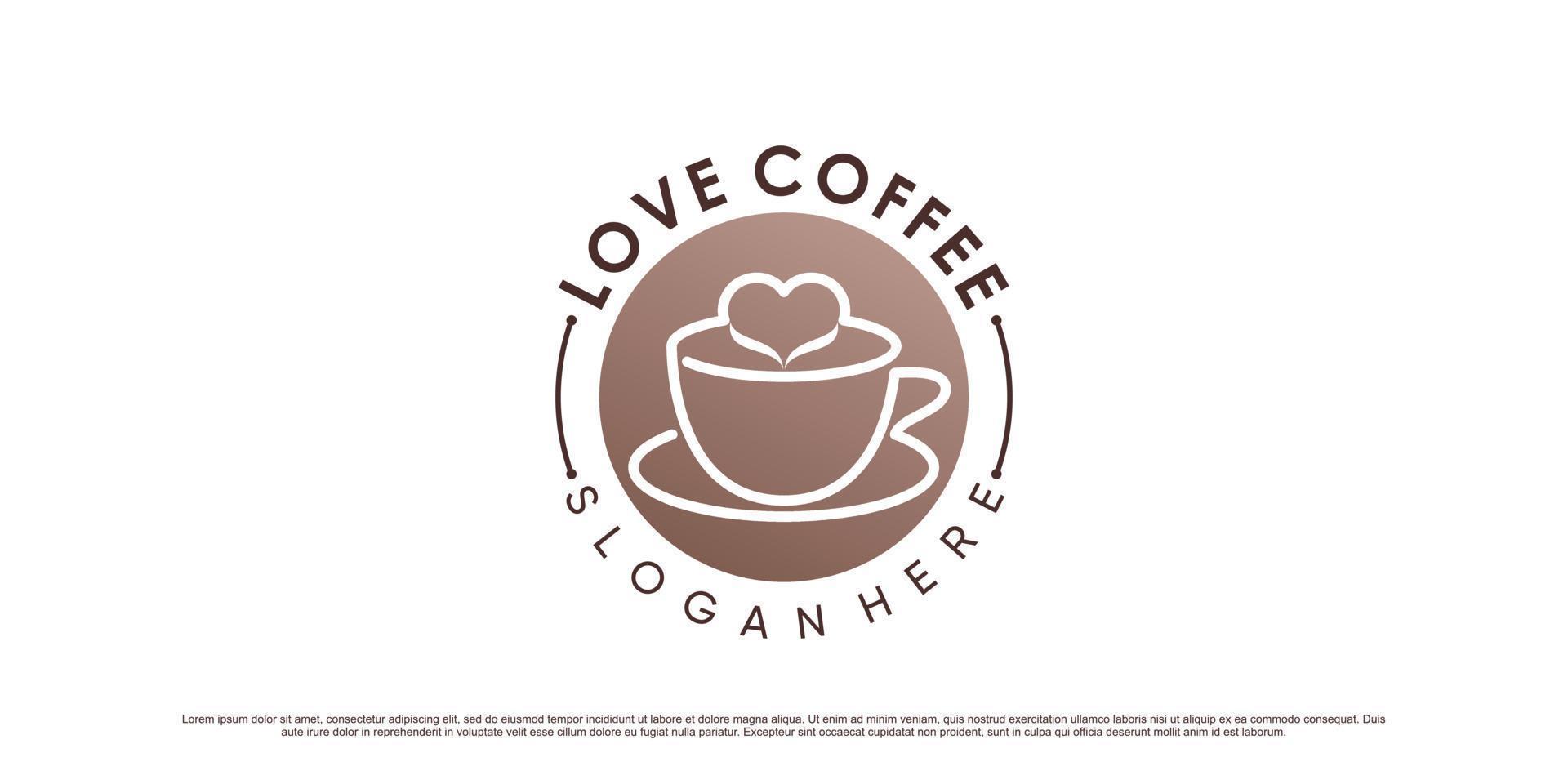 modèle de conception de logo de café avec élément de coeur et icône de tasse vecteur