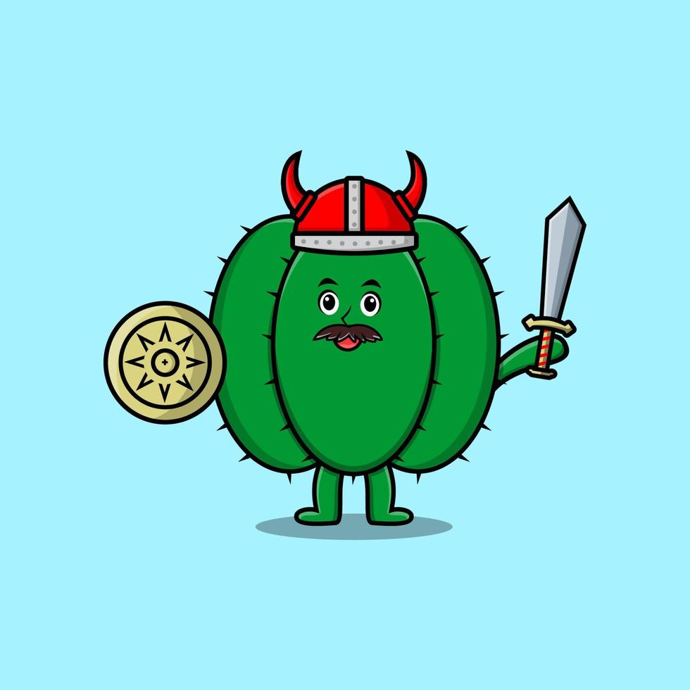 personnage de dessin animé mignon cactus pirate viking vecteur