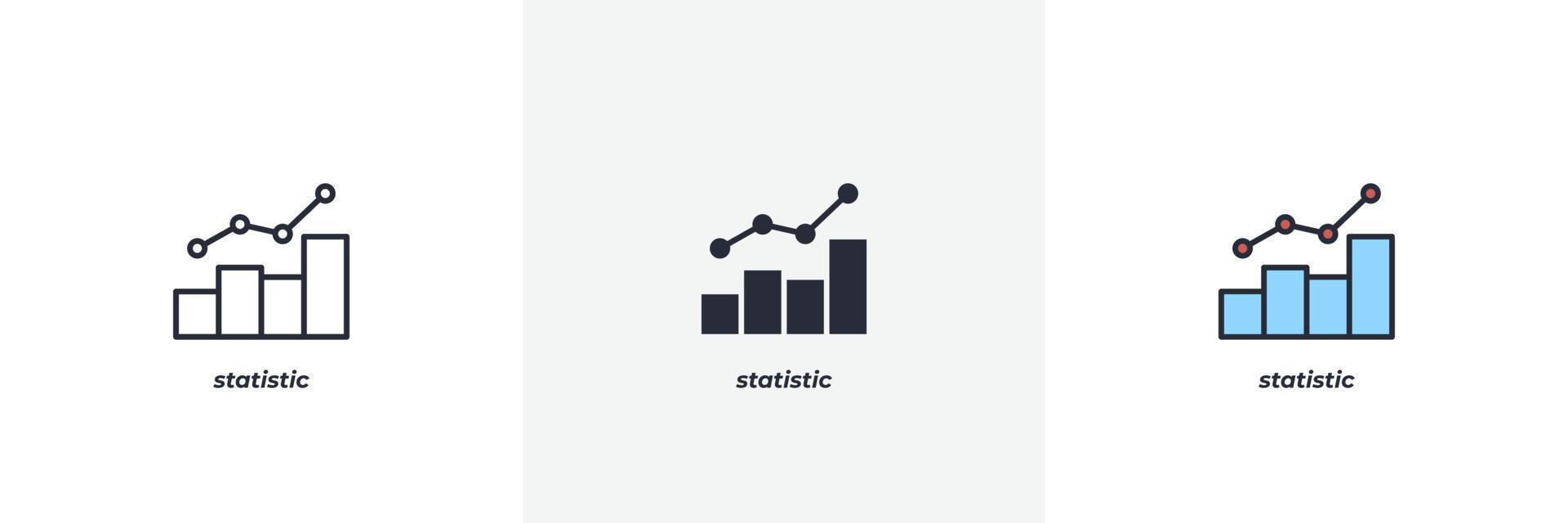 icône statistique. ligne, version colorée de contour solide et rempli, contour et signe vectoriel rempli. symbole d'idée, illustration de logo. graphiques vectoriels