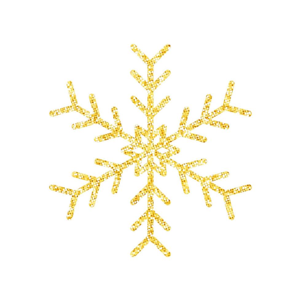 flocon de neige de texture de paillettes d'or sur fond blanc pour la décoration d'arbre de noël, vecteur, illustration. vecteur