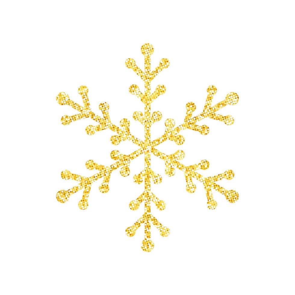 flocon de neige de texture de paillettes d'or sur fond blanc pour la décoration d'arbre de noël, vecteur, illustration. vecteur