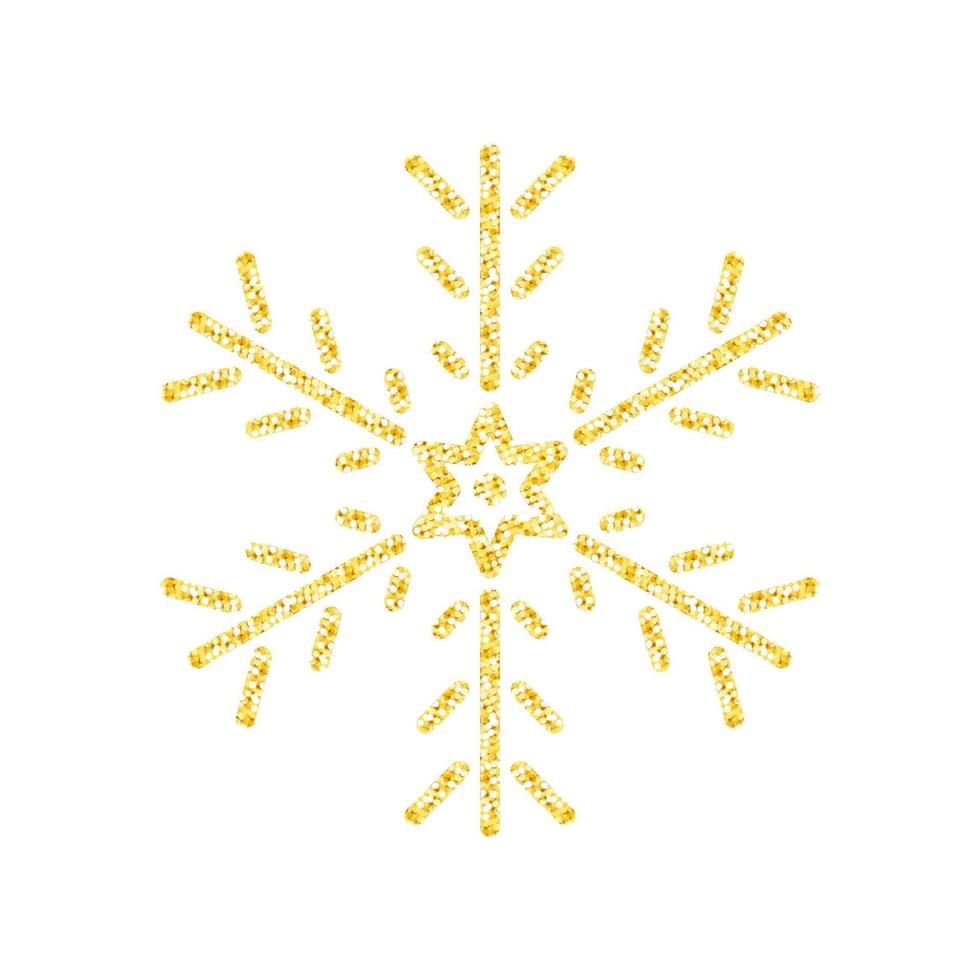 flocon de neige de texture de paillettes d'or sur fond blanc pour la décoration d'arbre de noël, vecteur, illustration. vecteur