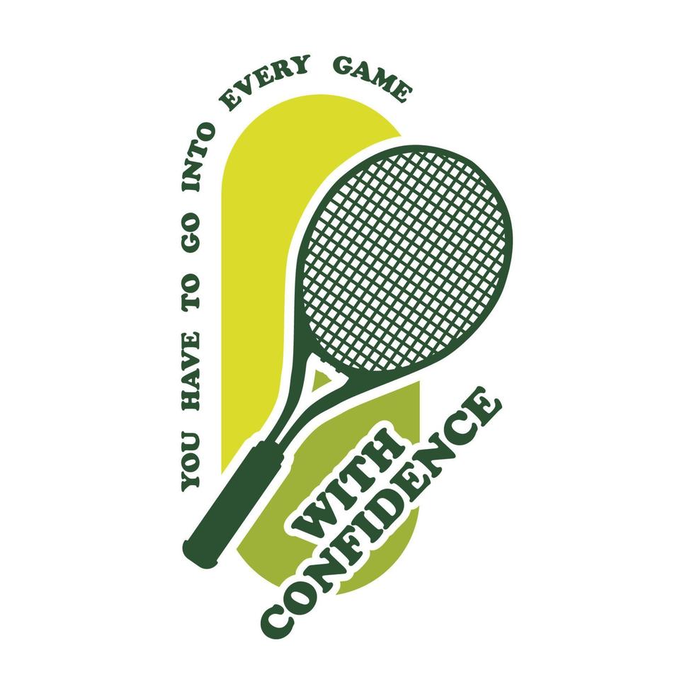 logo de tennis avec modèle de raquette et slogan vecteur