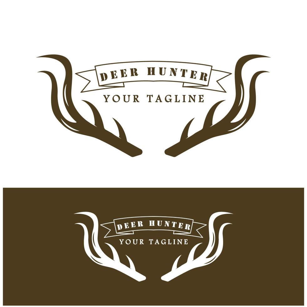 hunter deer antler logo vector illustration design avec modèle de slogan