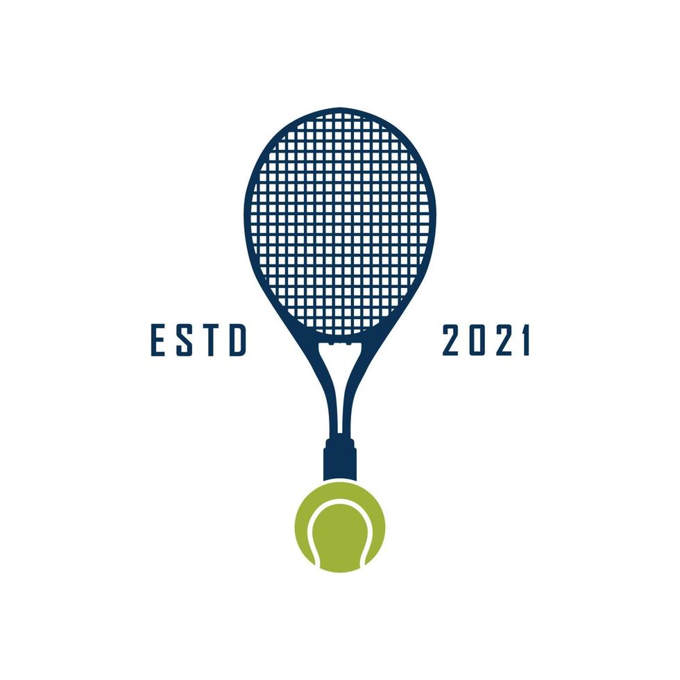 logo de tennis avec modèle de raquette et slogan vecteur