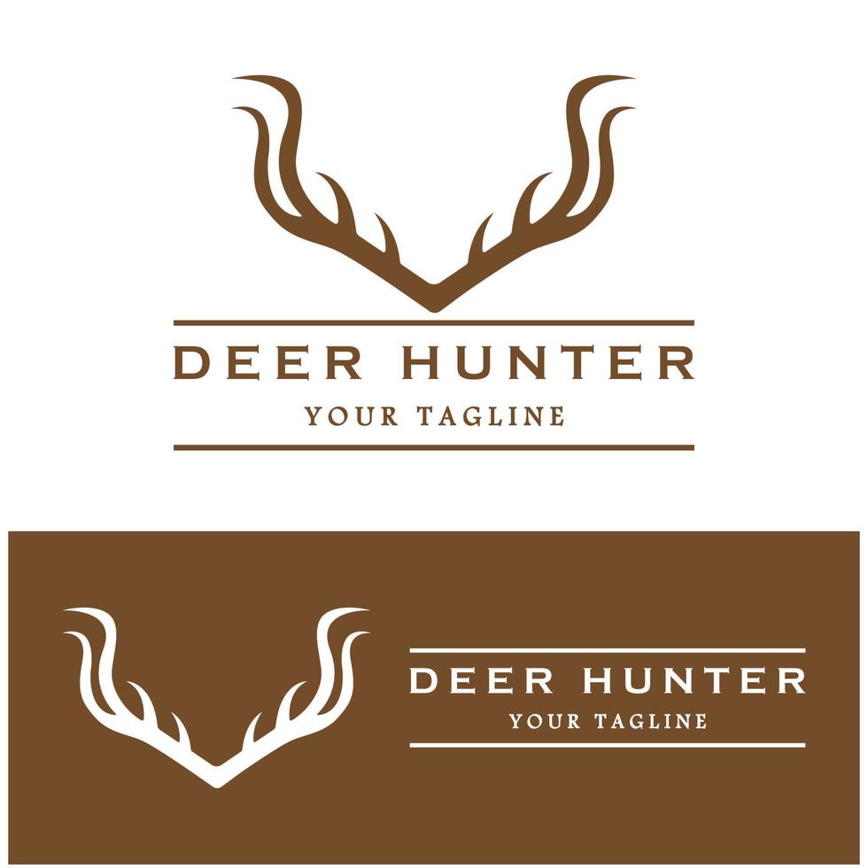 hunter deer antler logo vector illustration design avec modèle de slogan