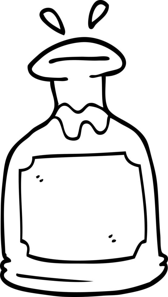carafe de whisky de dessin animé de dessin au trait vecteur