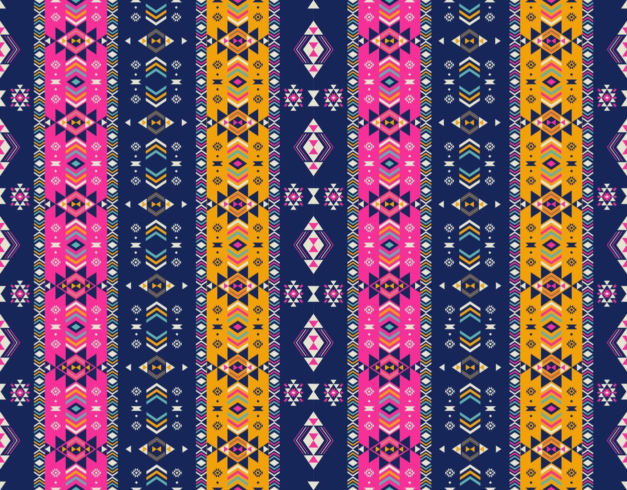 motif de rayures colorées ethniques aztèques. rayures géométriques aztèques colorées du sud-ouest ethnique sans soudure de fond. utiliser pour le tissu, les éléments de décoration intérieure ethnique, le rembourrage, l'emballage. vecteur
