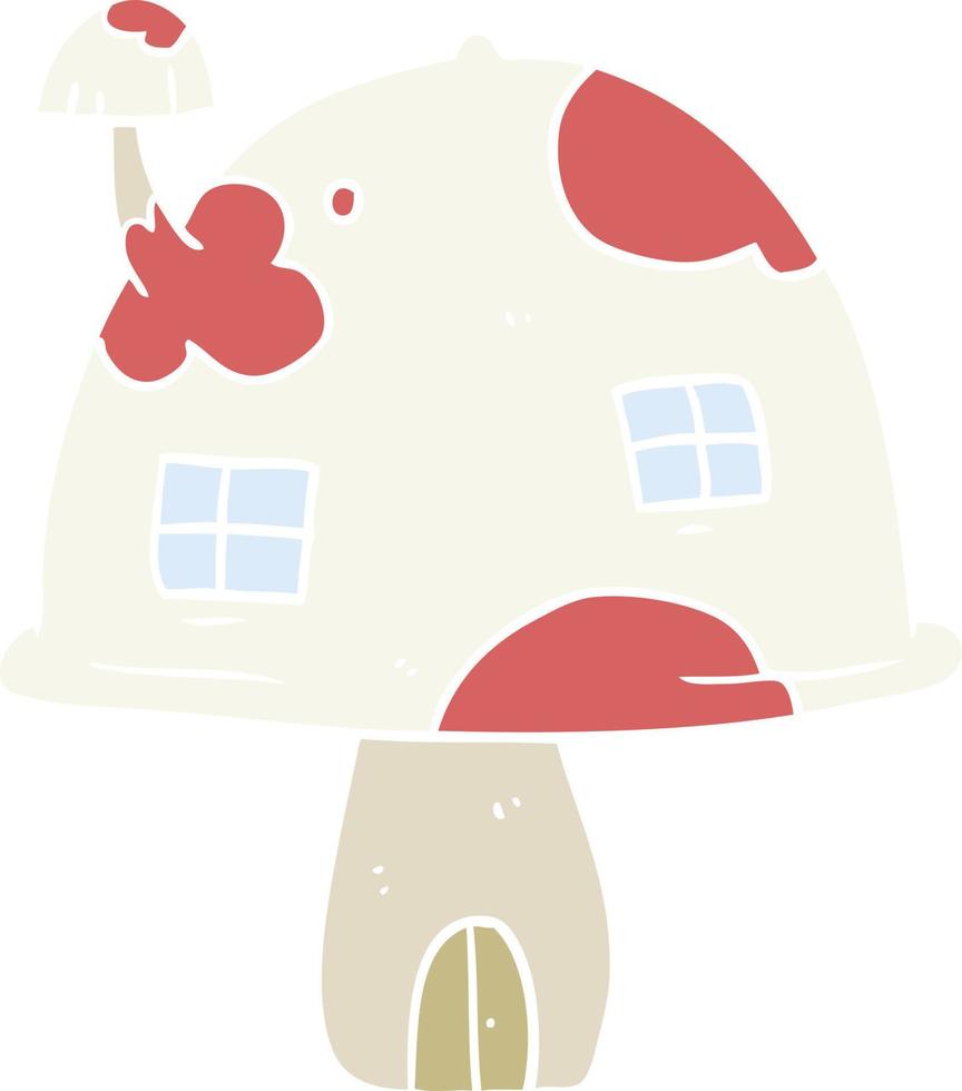 maison de champignon de fée de dessin animé de couleur plate vecteur