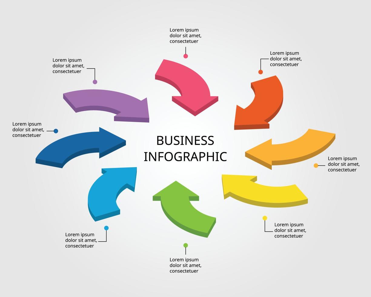 modèle de graphique à flèches pour infographie pour la présentation de 8 éléments vecteur