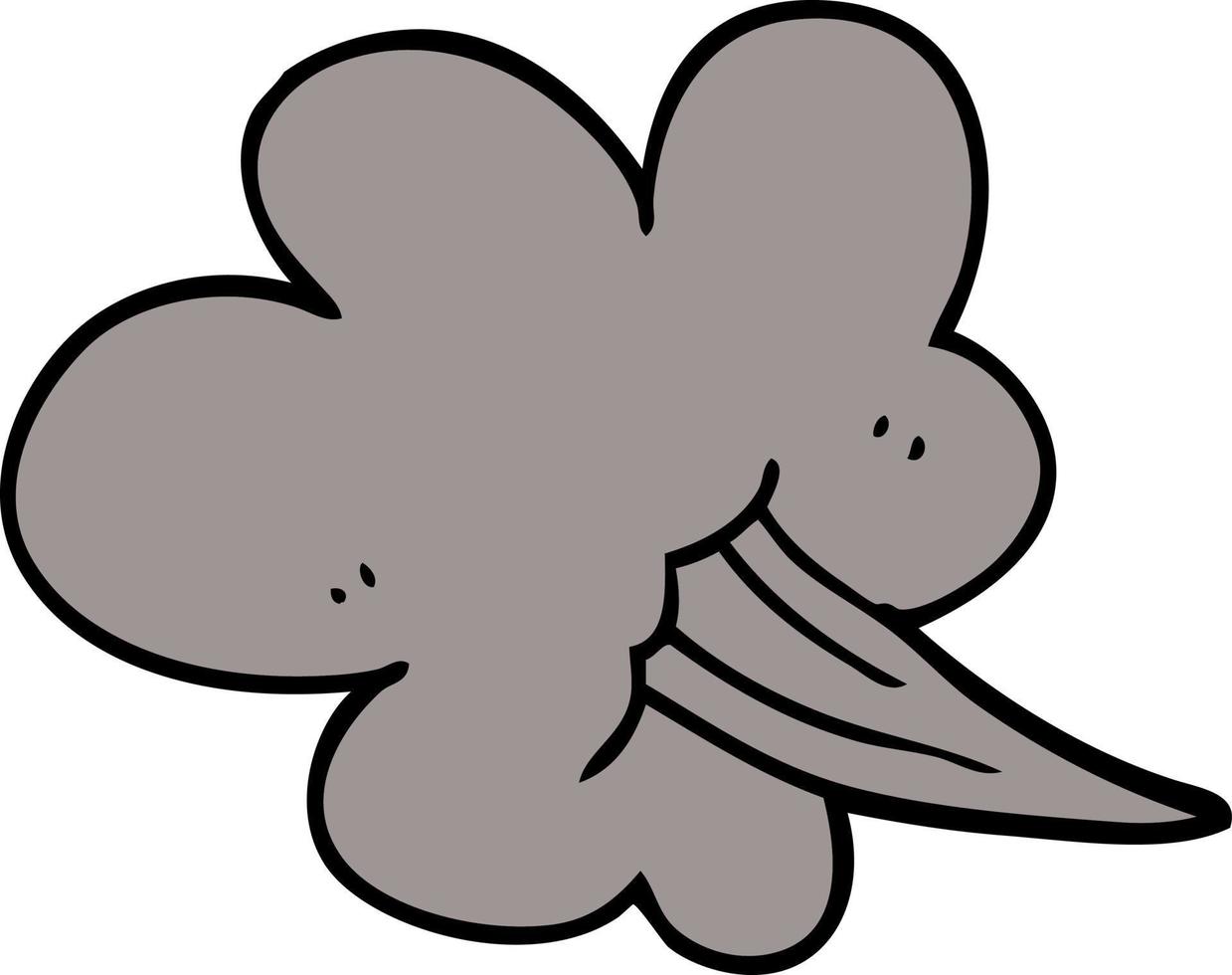 dessin animé doodle nuage sifflant vecteur