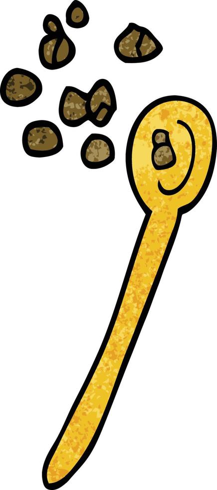 dessin animé doodle céréales sur une cuillère vecteur