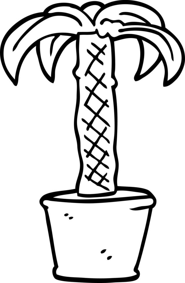 dessin au trait dessin animé plante en pot vecteur