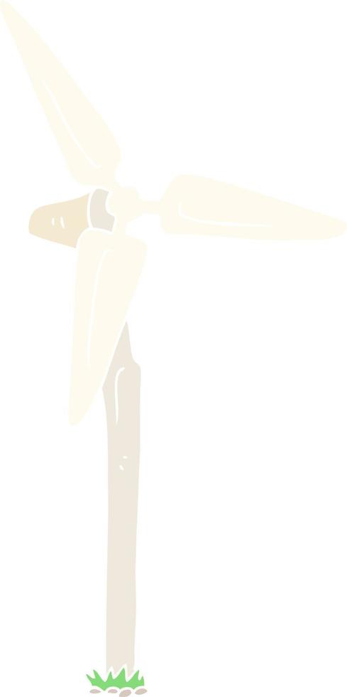 illustration en couleur plate d'un moulin à vent de parc éolien de dessin animé vecteur