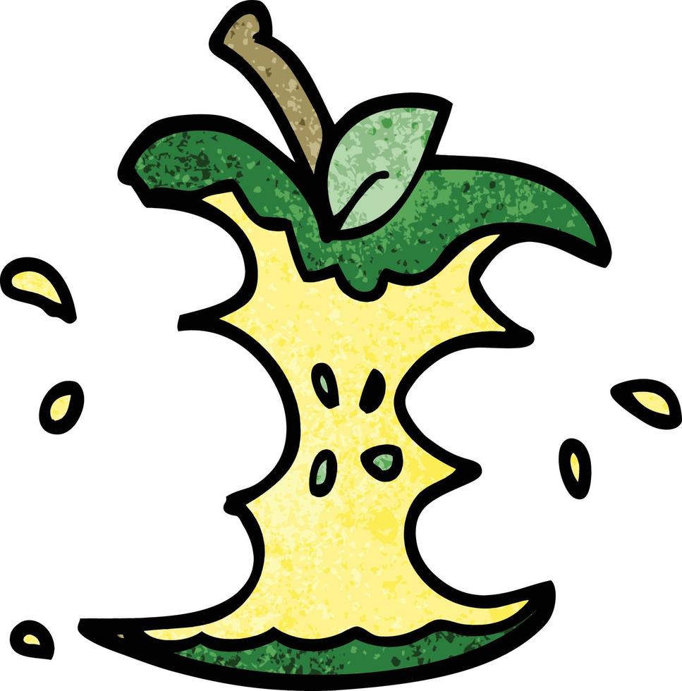 dessin animé doodle pomme mordue juteuse vecteur