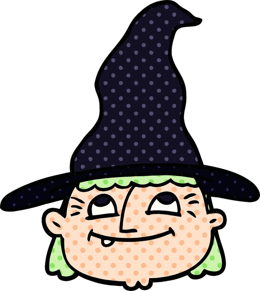 dessin animé doodle visage de sorcière vecteur