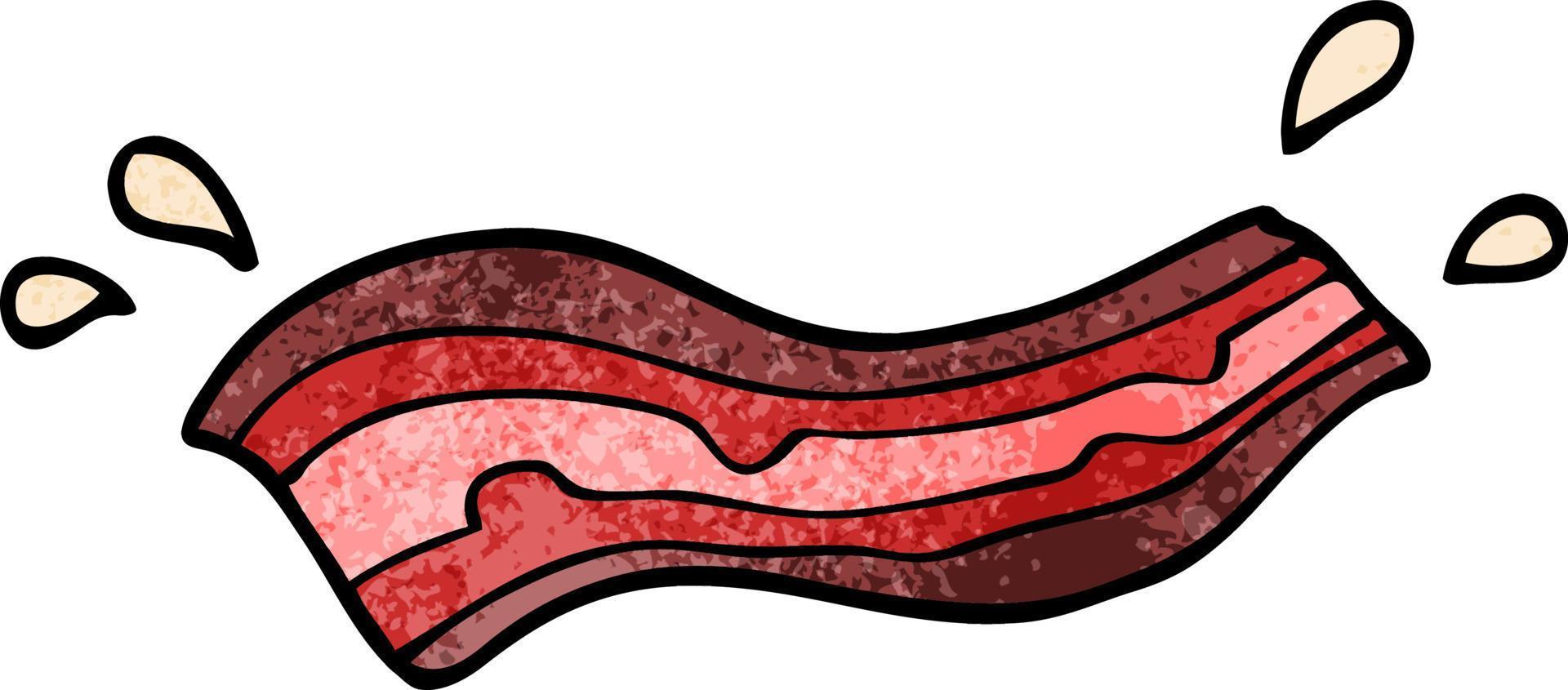 dessin animé doodle bacon grésillant vecteur