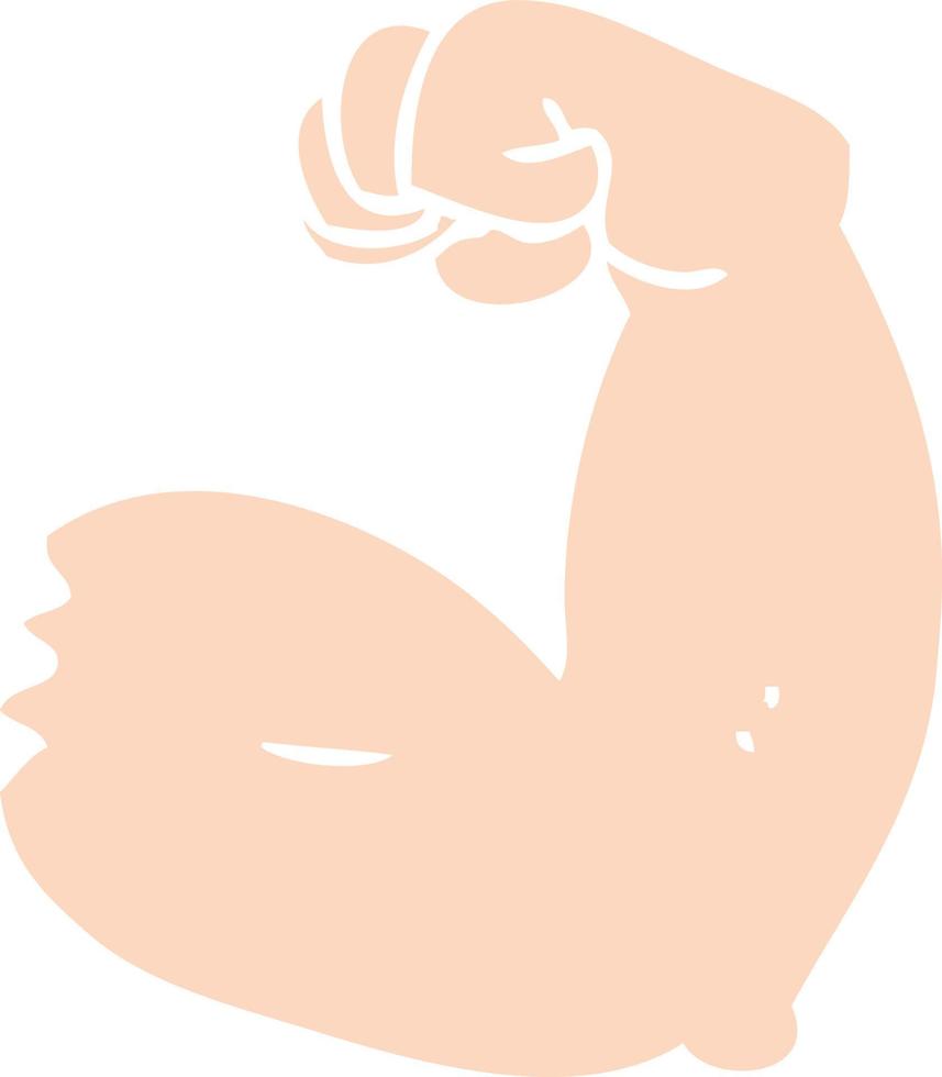 illustration en couleur plate d'un bras fort de dessin animé fléchissant le biceps vecteur