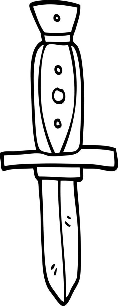 dessin au trait symbole de poignard de tatouage de dessin animé vecteur