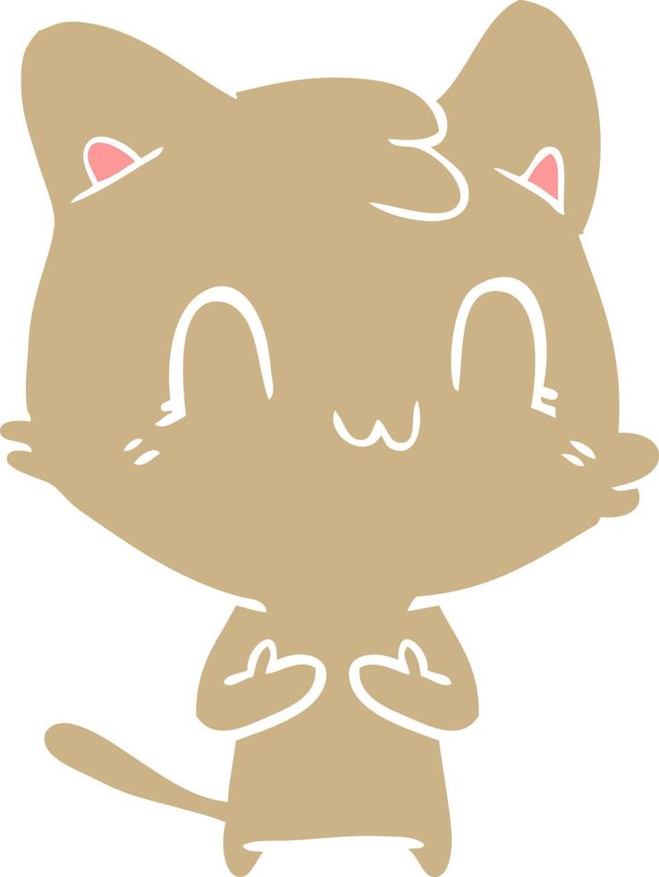 chat heureux de dessin animé de style plat couleur vecteur