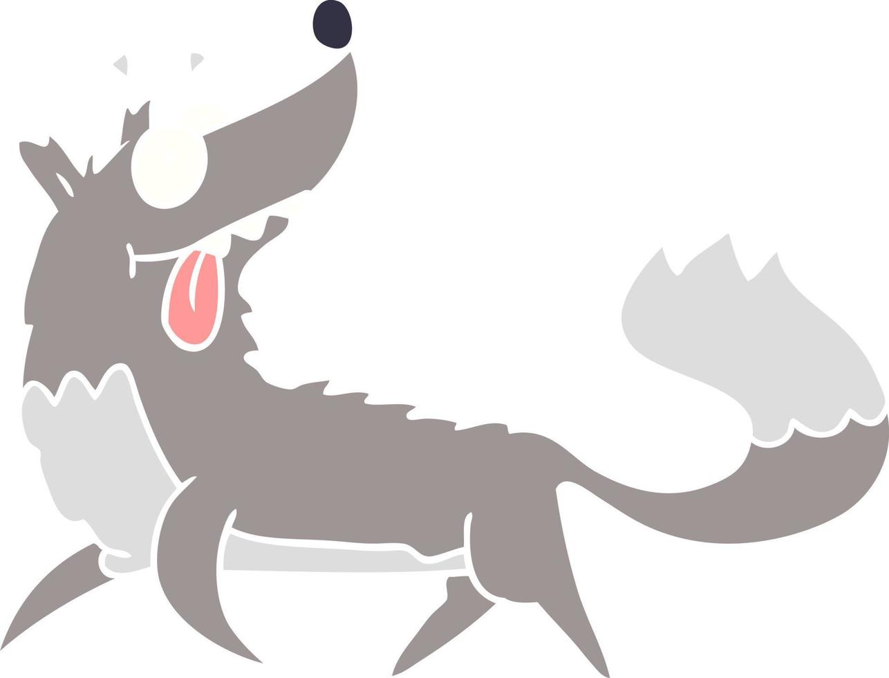 loup affamé de dessin animé de style plat couleur vecteur