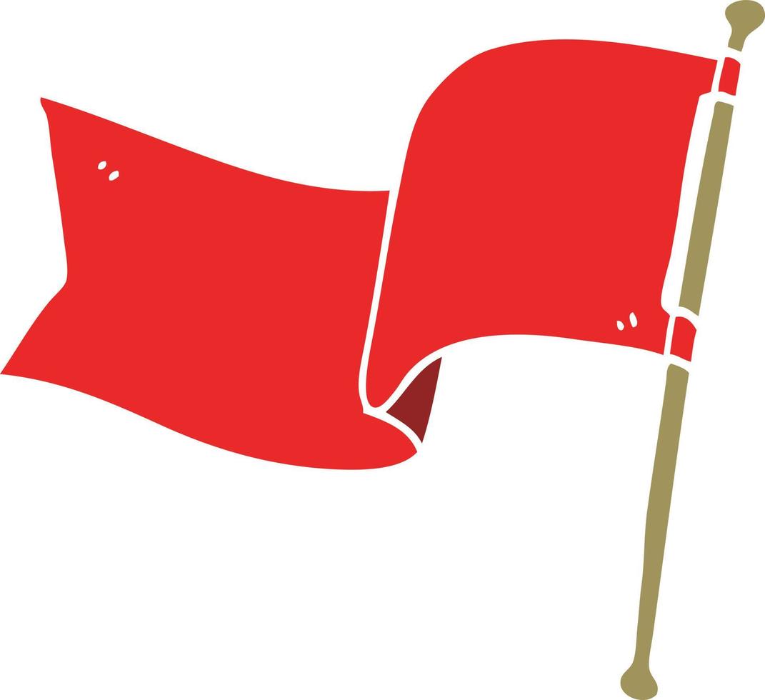 dessin animé doodle drapeau rouge vecteur